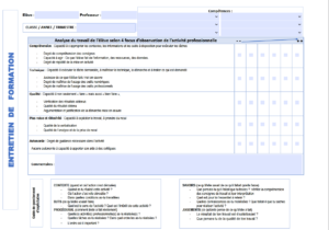 Grille d entretien en CAP EPC
